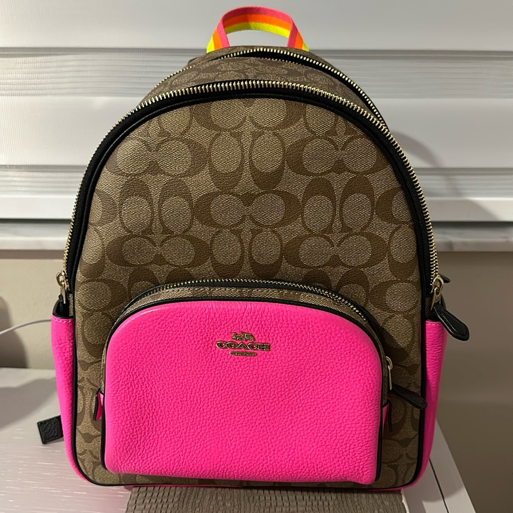 Coach Neon Court Backpack Pink